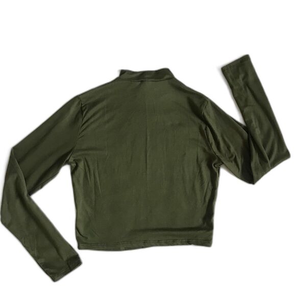 Live In The Moment Small Long Sleeve Crop top Army Green Soft Mock Neck EUC! - Picture 2 of 7